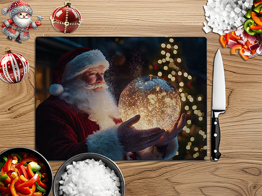 SANTA's Snowglobes | Glass Chopping Board | Asst Designs