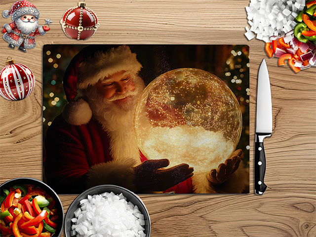 SANTA's Snowglobes | Glass Chopping Board | Asst Designs