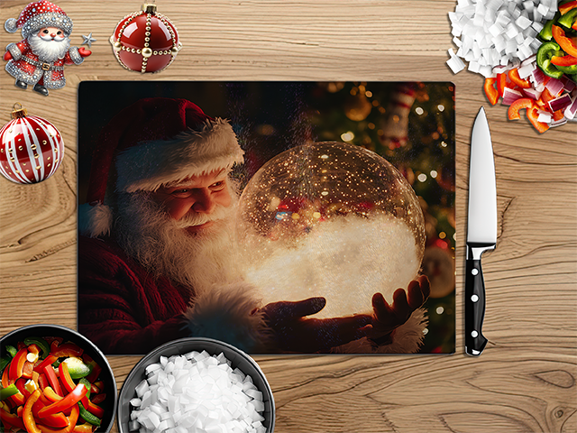 SANTA's Snowglobes | Glass Chopping Board | Asst Designs