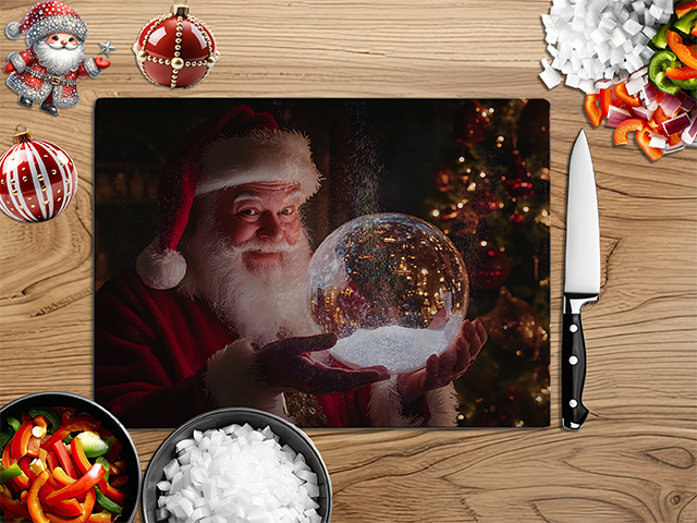 SANTA's Snowglobes | Glass Chopping Board | Asst Designs