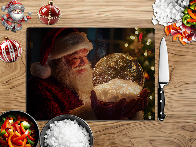 SANTA's Snowglobes | Glass Chopping Board | Asst Designs