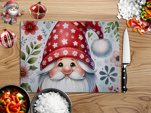 Christmas Gnome | Glass Chopping Board