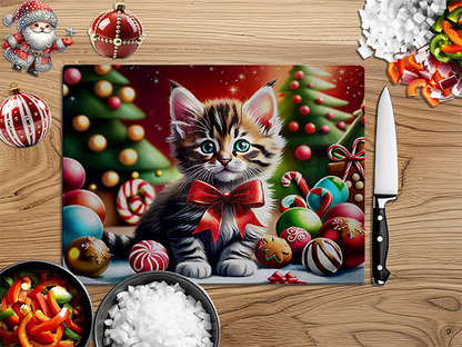 Christmas Kittens | Glass Chopping Board | Asst Designs