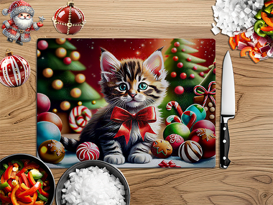 Christmas Kittens | Glass Chopping Board | Asst Designs
