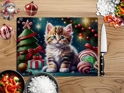 Christmas Kittens | Glass Chopping Board | Asst Designs