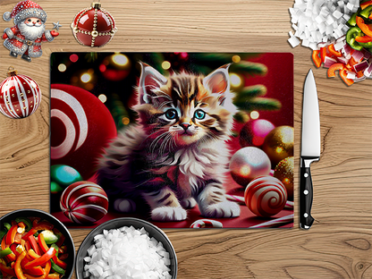 Christmas Kittens | Glass Chopping Board | Asst Designs
