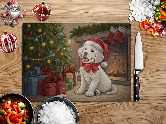 Christmas Puppies | Glass Chopping Board | Asst Designs
