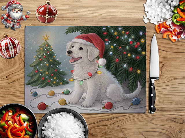 Christmas Puppies | Glass Chopping Board | Asst Designs