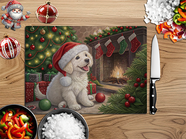 Christmas Puppies | Glass Chopping Board | Asst Designs