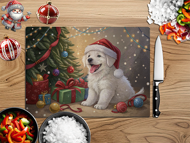 Christmas Puppies | Glass Chopping Board | Asst Designs