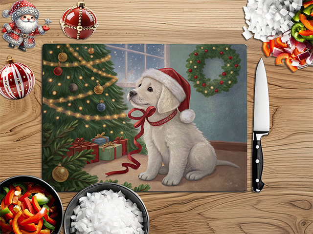 Christmas Puppies | Glass Chopping Board | Asst Designs