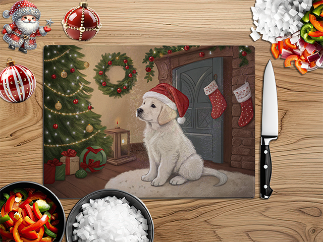 Christmas Puppies | Glass Chopping Board | Asst Designs