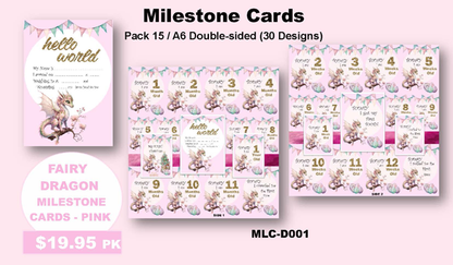 FAIRY DRAGON | PINK MILESTONE CARD SET