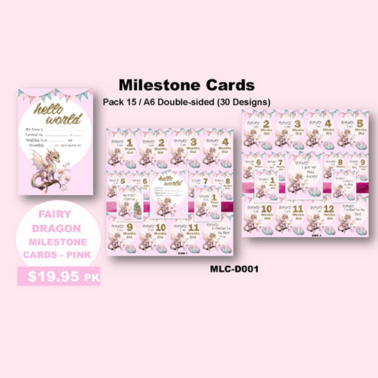 FAIRY DRAGON | PINK MILESTONE CARD SET