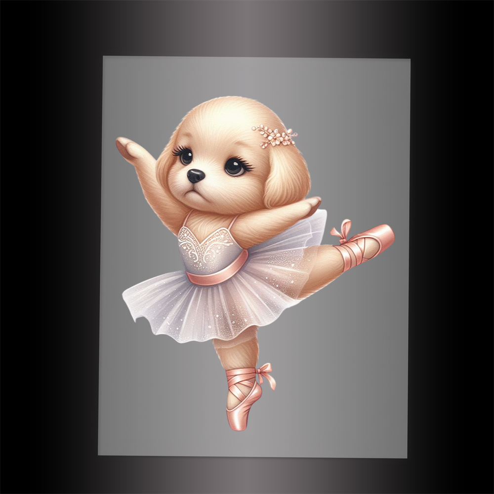 (DTF-10010) BALLERINA PUPPY - Garment Transfer