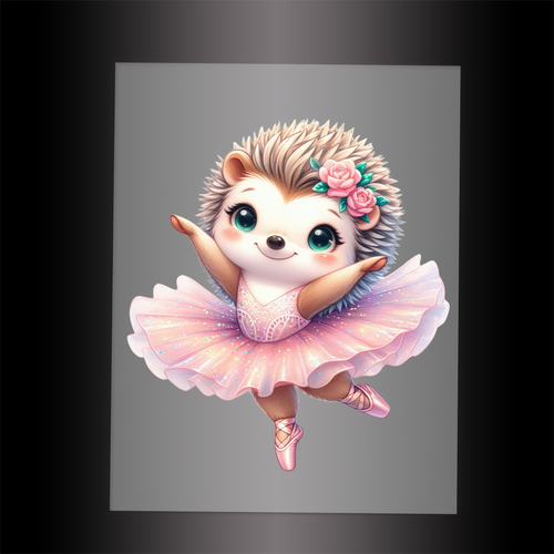 (DTF-10037) BALLERINA HEDGEHOG - Garment Transfer