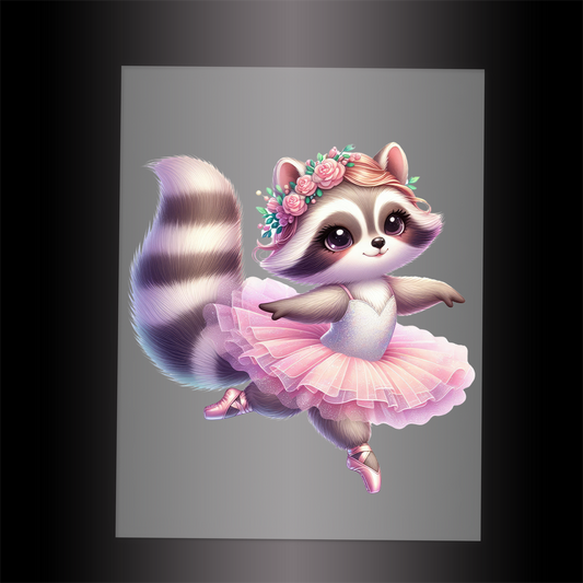 (DTF-10038) BALLERINA RACCOON - Garment Transfer