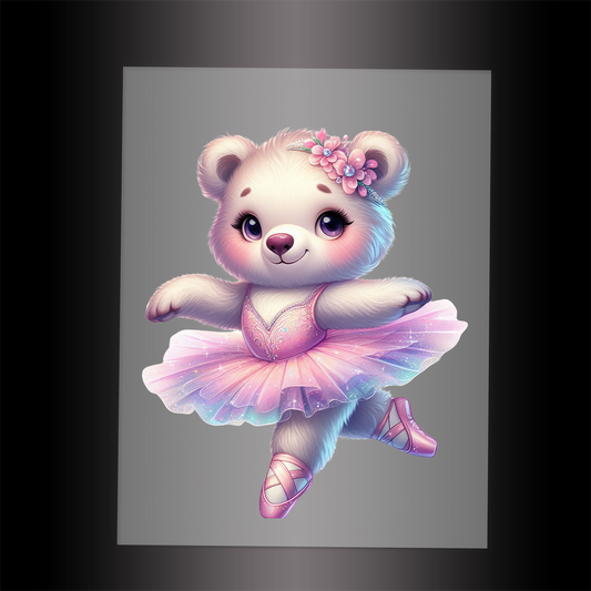 (DTF-10040) BALLERINA BEAR - Garment Transfer