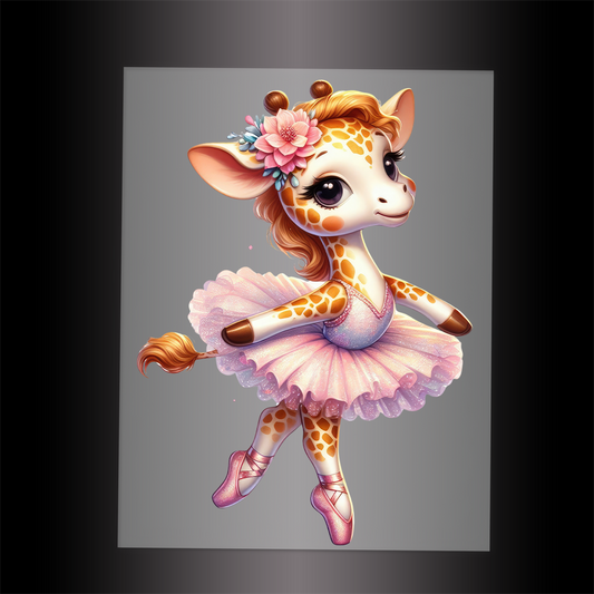 (DTF-10045) BALLERINA GIRAFFE - Garment Transfer