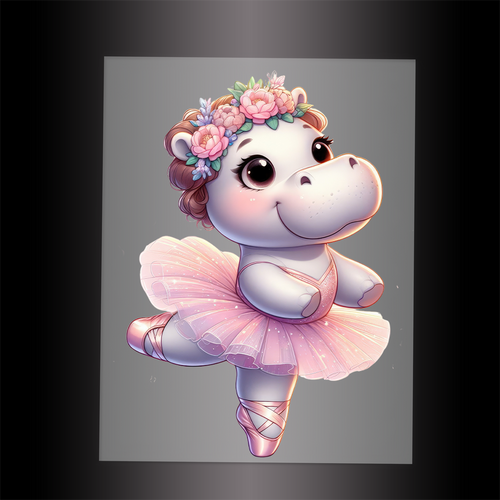 (DTF-10048) BALLERINA HIPPO - Garment Transfer