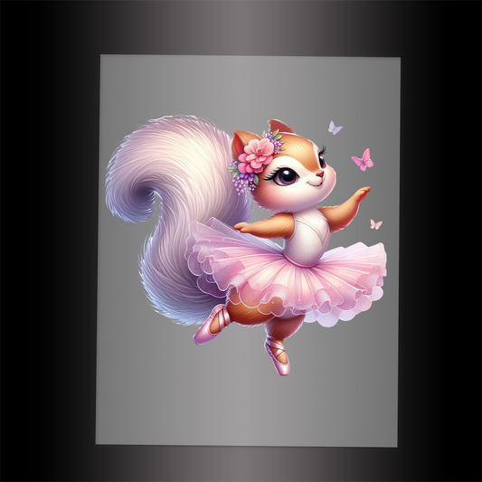 (DTF-10050) BALLERINA SQUIRREL - Garment Transfer