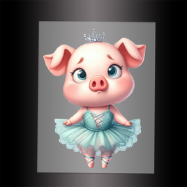 (DTF-10077) BALLERINA PIG - Garment Transfer