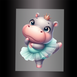 (DTF-10085) BALLERINA HIPPO - Garment Transfer