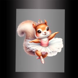 (DTF-10119) BALLERINA SQUIRREL - Garment Transfer