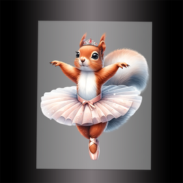 (DTF-10120) BALLERINA SQUIRREL - Garment Transfer