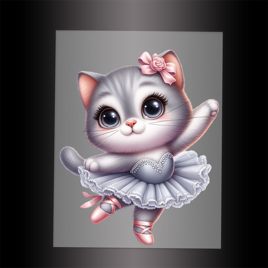 (DTF-10603) BALLERINA KITTEN SILVER - Garment Transfer