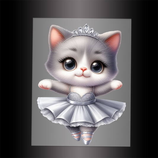 (DTF-10605) BALLERINA KITTEN SILVER - Garment Transfer