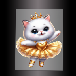 (DTF-10611) BALLERINA KITTEN GOLD - Garment Transfer