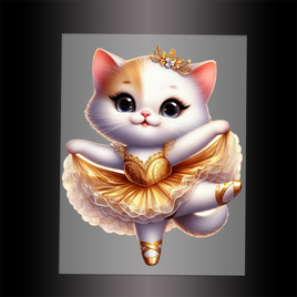 (DTF-10613) BALLERINA KITTEN GOLD - Garment Transfer