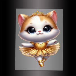 (DTF-10614) BALLERINA KITTEN GOLD - Garment Transfer