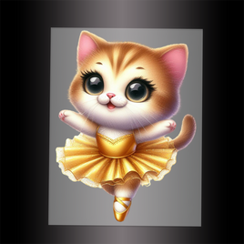 (DTF-10615) BALLERINA KITTEN GOLD - Garment Transfer