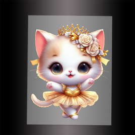 (DTF-10616) BALLERINA KITTEN GOLD - Garment Transfer