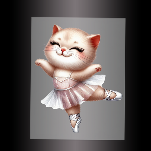 (DTF-10663) BALLERINA KITTEN - Garment Transfer