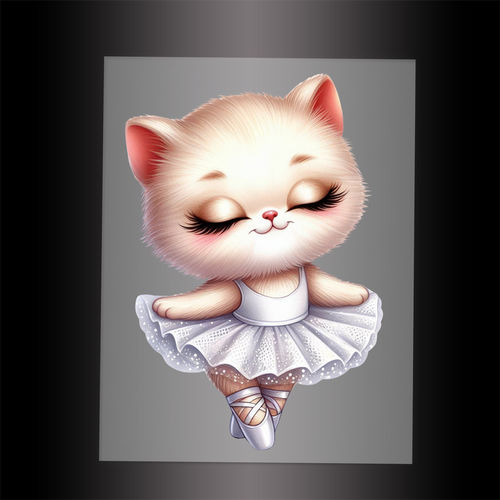 (DTF-10664) BALLERINA KITTEN - Garment Transfer