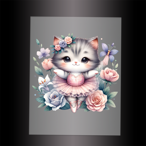 (DTF-10674) BALLERINA KITTEN - Garment Transfer