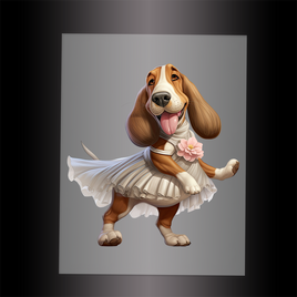 (DTF-10800) BALLERINA BASSET HOUND- Garment Transfer