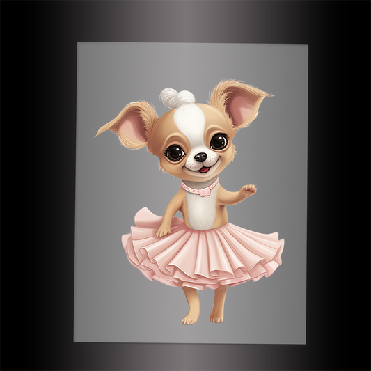 (DTF-10806) BALLERINA CHIHUAHUA - Garment Transfer