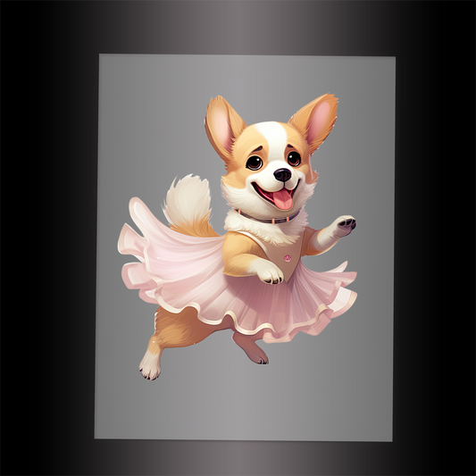 (DTF-10808) BALLERINA CORGI - Garment Transfer