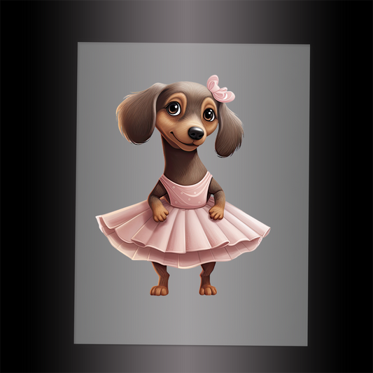 (DTF-10809) BALLERINA DACHSHUND - Garment Transfer