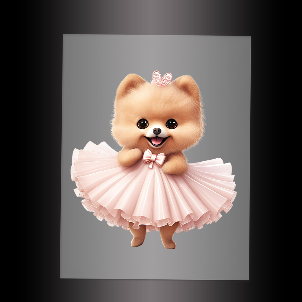 (DTF-10817) BALLERINA POMERANIAN - Garment Transfer