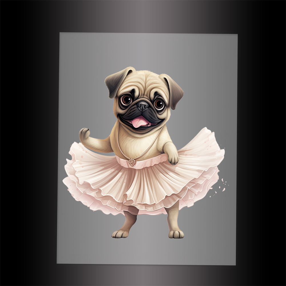 (DTF-10819) BALLERINA PUG - Garment Transfer