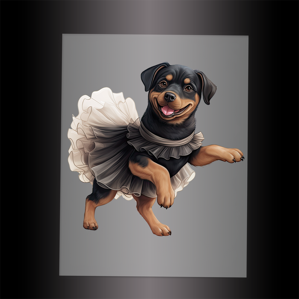 (DTF-10820) BALLERINA ROTTWEILER - Garment Transfer