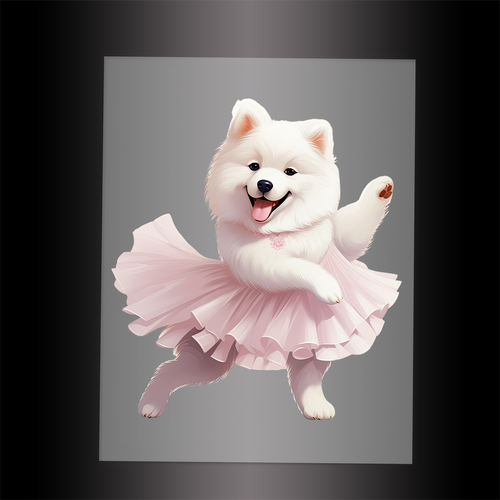 (DTF-10821) BALLERINA SAMOYED - Garment Transfer