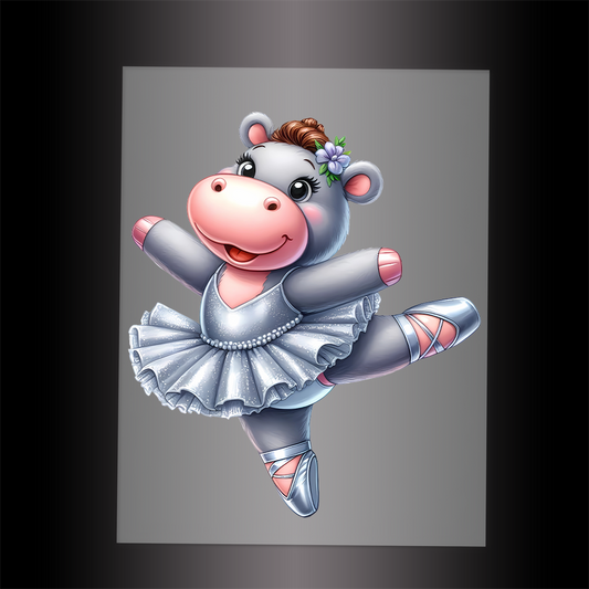 (DTF-11400) BALLERINA HIPPO - Garment Transfer