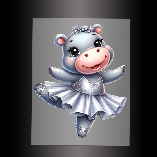 (DTF-11401) BALLERINA HIPPO - Garment Transfer