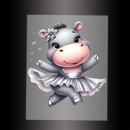 (DTF-11403) BALLERINA HIPPO - Garment Transfer